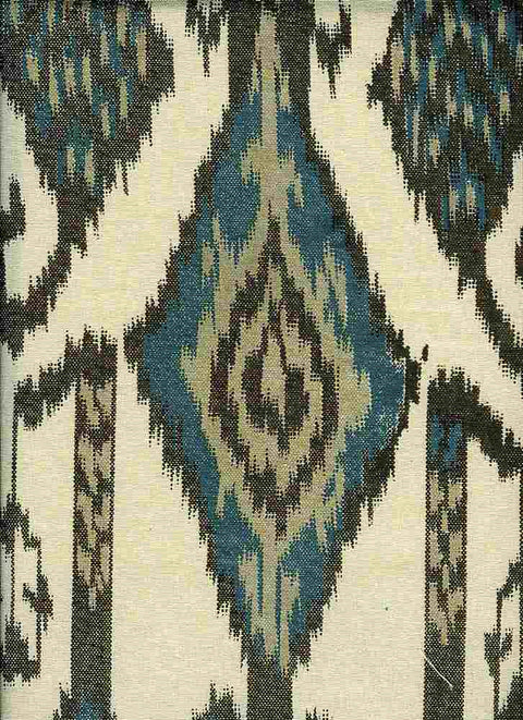 New Tajik Ikat Print Teal Multi Laura Kiran Fabric