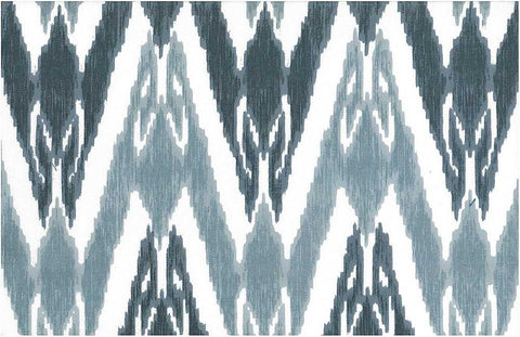 New Uzbek Ikat Print Sky Indigo White Laura Kiran Fabric