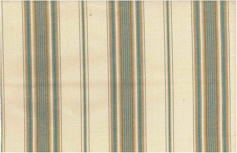 Saratoga Stripe Natural Teal Tan Laura Kiran Fabric