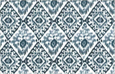 Tashkent Ikat Print China Blues White Laura Kiran Fabric