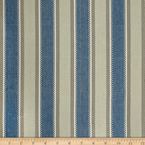 Valencia Stripe Blue Aqua Laura Kiran Fabric