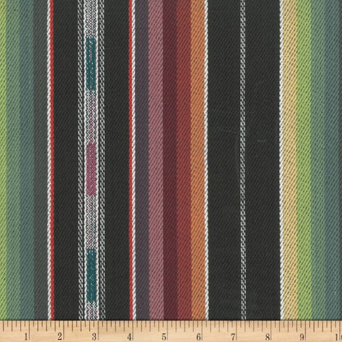 Zuni Stripe Black Multi Laura Kiran Fabric