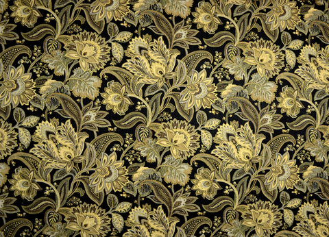 Valdosta Blackbird Paisley Floral Linen Fabric