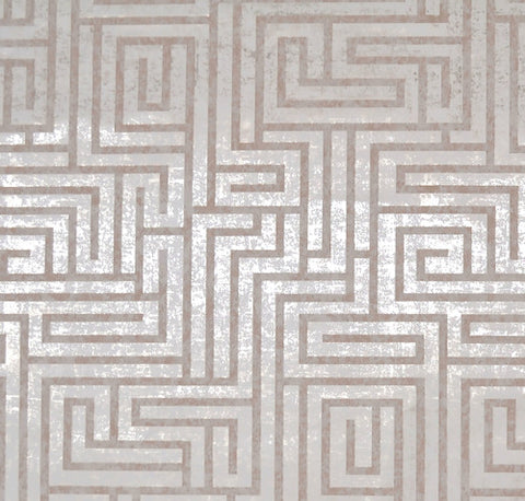 A-Maze White Tan Wallpaper